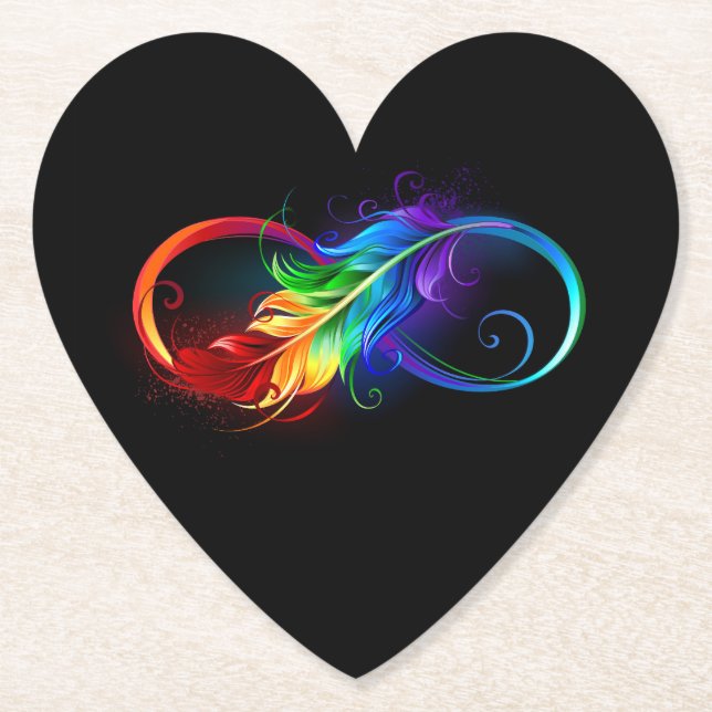 Unendliches Symbol mit Regenbogenfederhalter Untersetzer (Vorderseite)