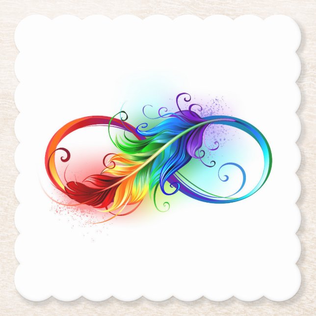Unendliches Symbol mit Regenbogenfederhalter Untersetzer (Vorderseite)