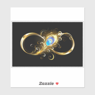 Unendlichkeit mit Golden Peacock Feather Aufkleber