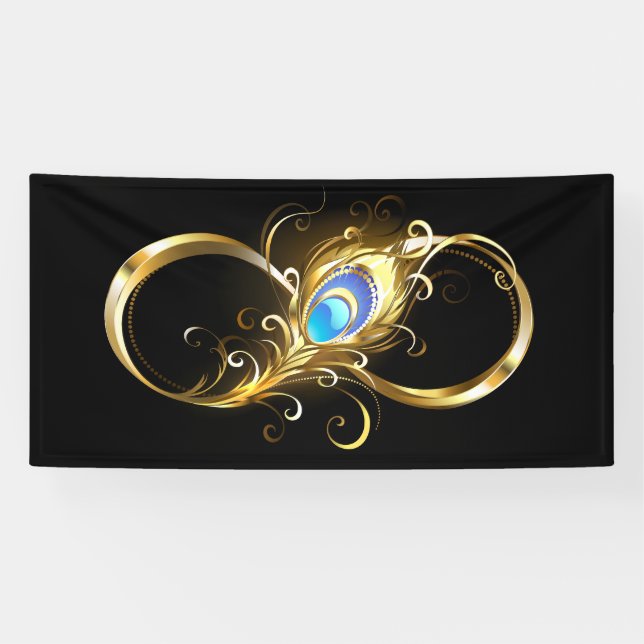 Unendlichkeit mit Golden Peacock Feather Banner (Horizontal)