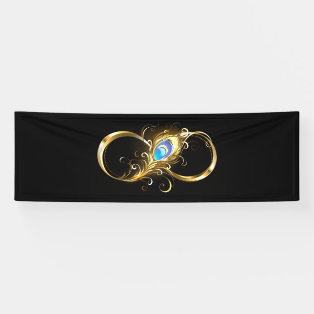 Unendlichkeit mit Golden Peacock Feather Banner (Horizontal)