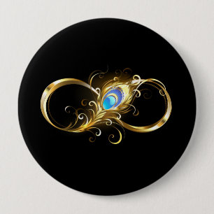 Unendlichkeit mit Golden Peacock Feather Button