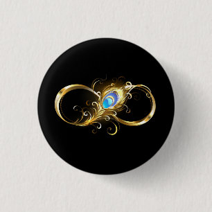 Unendlichkeit mit Golden Peacock Feather Button
