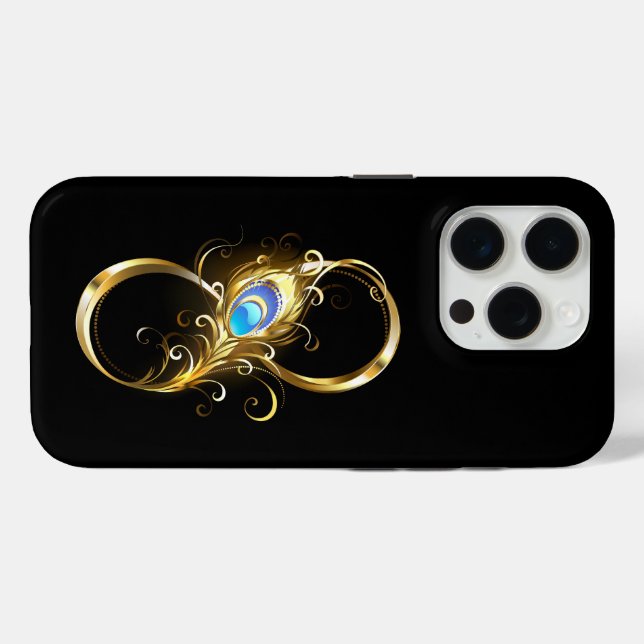 Unendlichkeit mit Golden Peacock Feather Case-Mate iPhone Hülle (Rückseite (Horizontal))