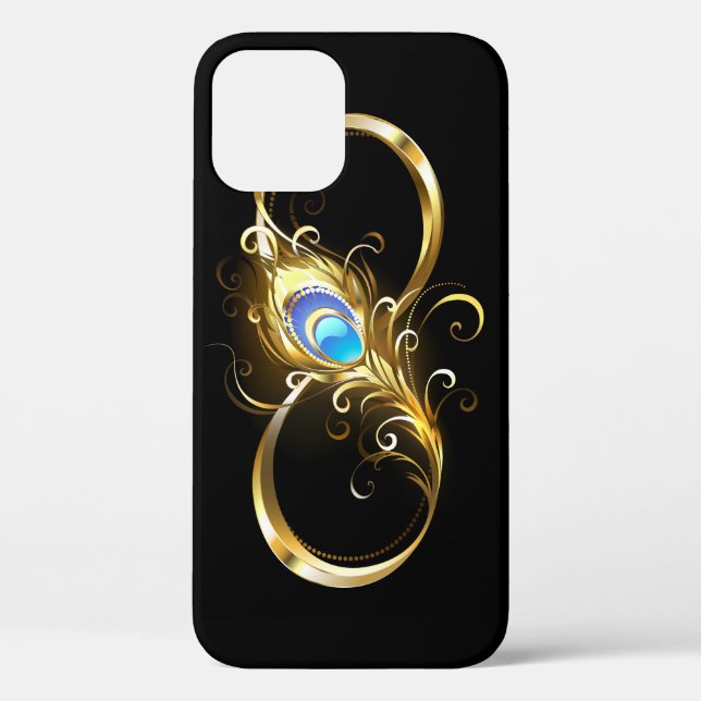 Unendlichkeit mit Golden Peacock Feather Case-Mate iPhone Hülle (Rückseite)