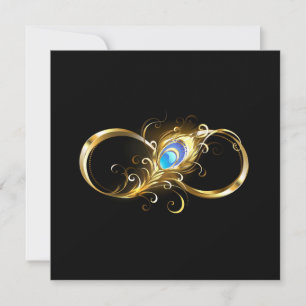 Unendlichkeit mit Golden Peacock Feather Dankeskarte