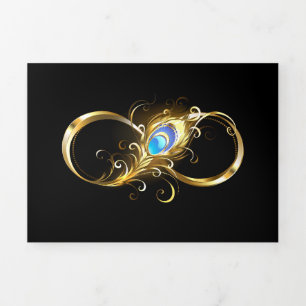 Unendlichkeit mit Golden Peacock Feather Dreifach Gefaltete Karte