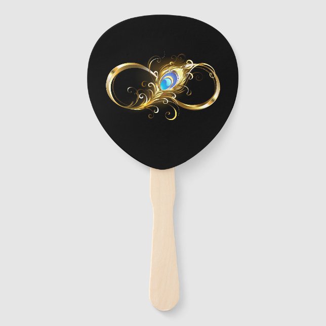 Unendlichkeit mit Golden Peacock Feather Fächer (Vorderseite)