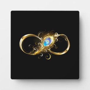 Unendlichkeit mit Golden Peacock Feather Fotoplatte