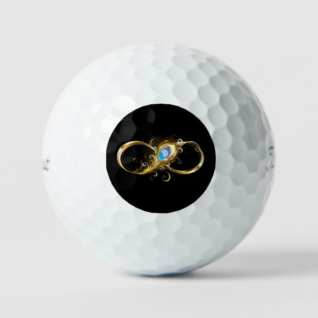 Unendlichkeit mit Golden Peacock Feather Golfball (Vorderseite)
