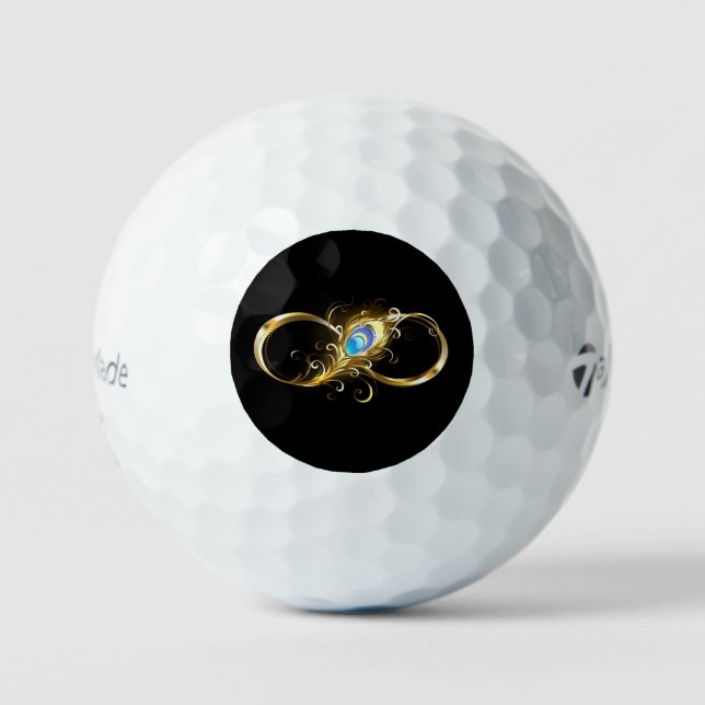 Unendlichkeit mit Golden Peacock Feather Golfball (Vorderseite)