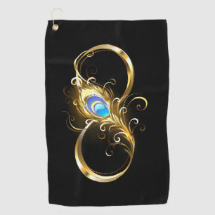 Unendlichkeit mit Golden Peacock Feather Golfhandtuch