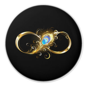 Unendlichkeit mit Golden Peacock Feather Keramikknauf