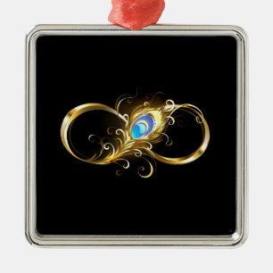 Unendlichkeit mit Golden Peacock Feather Ornament Aus Metall