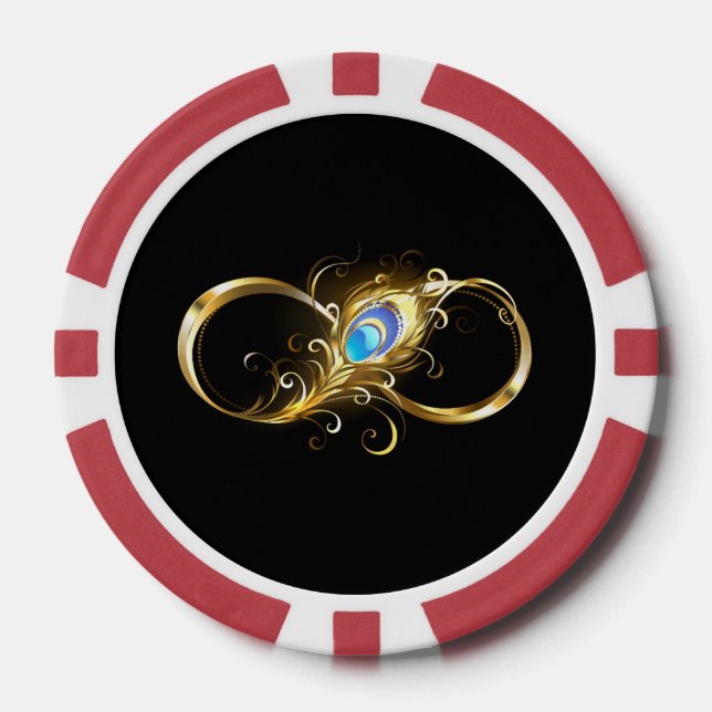 Unendlichkeit mit Golden Peacock Feather Pokerchips (Vorderseite)