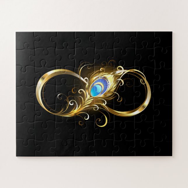 Unendlichkeit mit Golden Peacock Feather Puzzle (Horizontal)