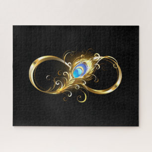 Unendlichkeit mit Golden Peacock Feather Puzzle