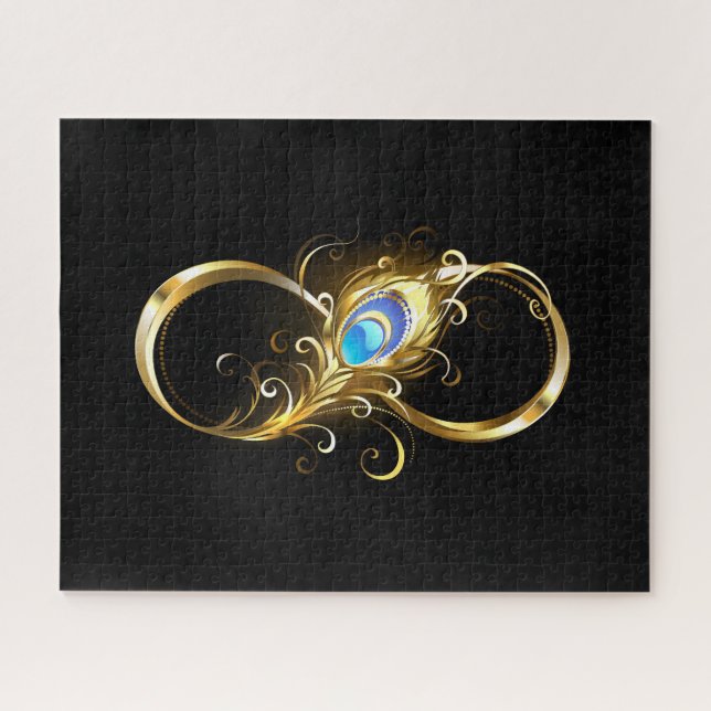 Unendlichkeit mit Golden Peacock Feather Puzzle (Horizontal)