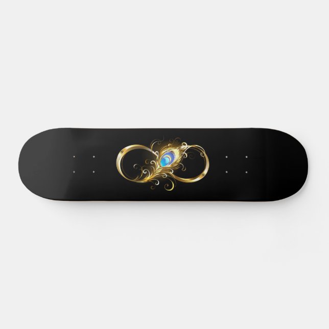 Unendlichkeit mit Golden Peacock Feather Skateboard (Horizontal)