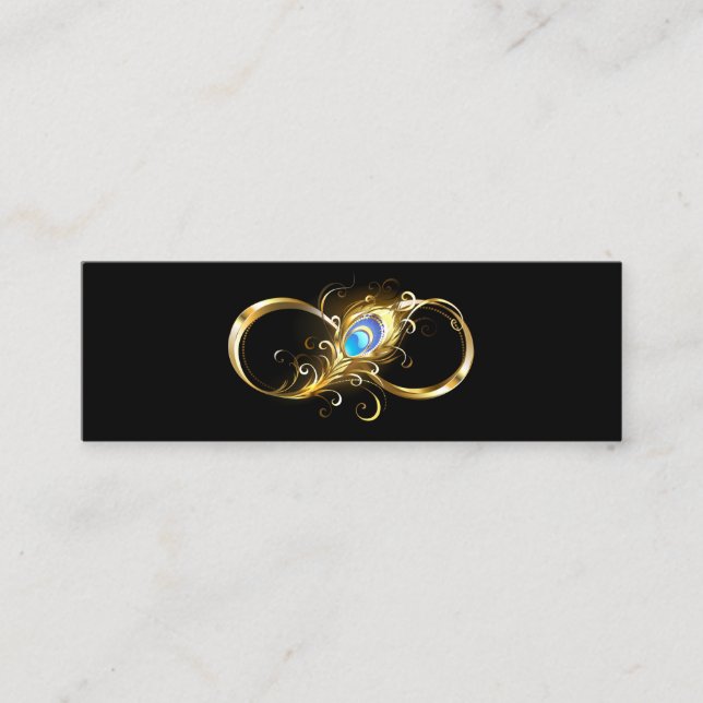 Unendlichkeit mit Golden Peacock Feather Telefonnummerkarte (Vorderseite)