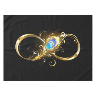 Unendlichkeit mit Golden Peacock Feather Tischdecke