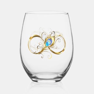 Unendlichkeit mit Golden Peacock Feather Weinglas Ohne Stiel