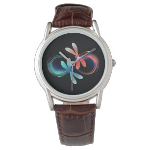 Unendlichkeit mit leuchtenden Libellen Armbanduhr