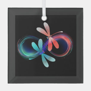Unendlichkeit mit leuchtenden Libellen Ornament Aus Glas
