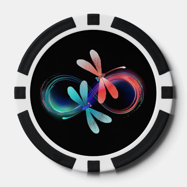 Unendlichkeit mit leuchtenden Libellen Pokerchips (Vorderseite)