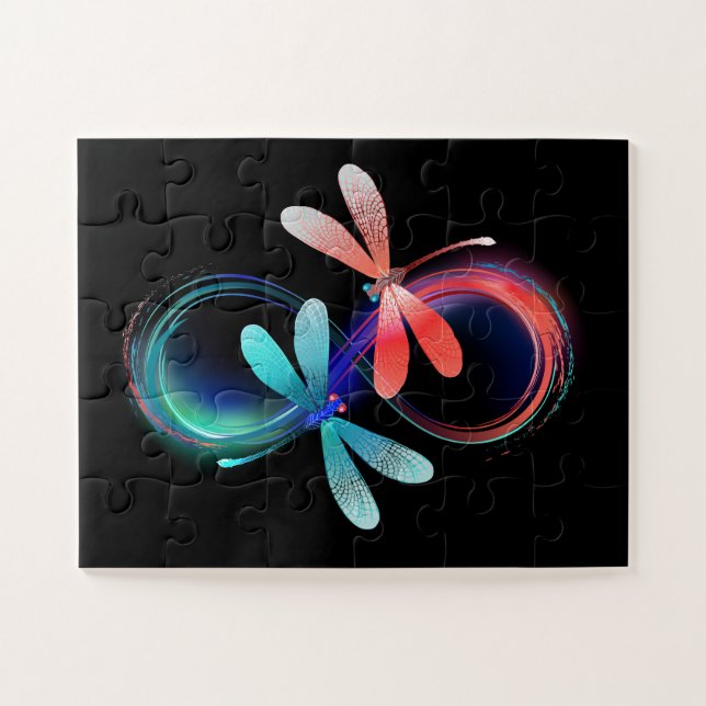 Unendlichkeit mit leuchtenden Libellen Puzzle (Horizontal)