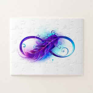 Unendlichkeit mit Lila Feder Puzzle