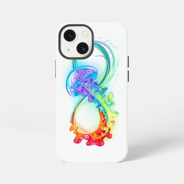 Unendlichkeit mit Regenbogenqualle iPhone Hülle (Rückseite)