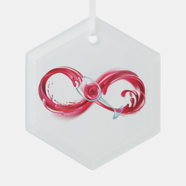 Unendlichkeit mit Rotwein Ornament Aus Glas (Vorderseite)