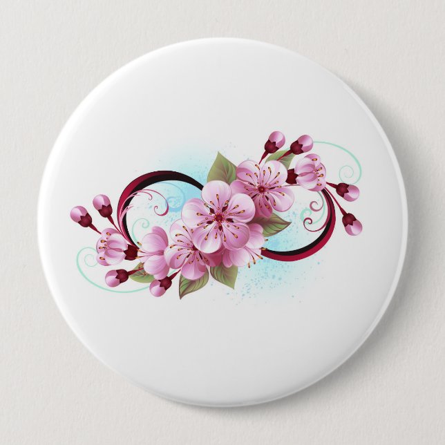 Unendlichkeit mit Sakura Blossom-Blume Button (Vorderseite)
