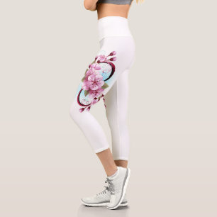 Unendlichkeit mit Sakura Blossom-Blume Capri Leggings