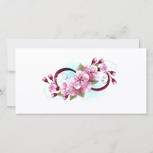 Unendlichkeit mit Sakura Blossom-Blume Dankeskarte (Vorderseite)