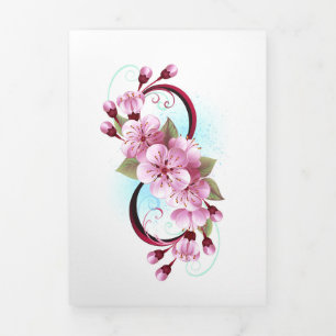 Unendlichkeit mit Sakura Blossom-Blume Dreifach Gefaltete Urlaubskarte