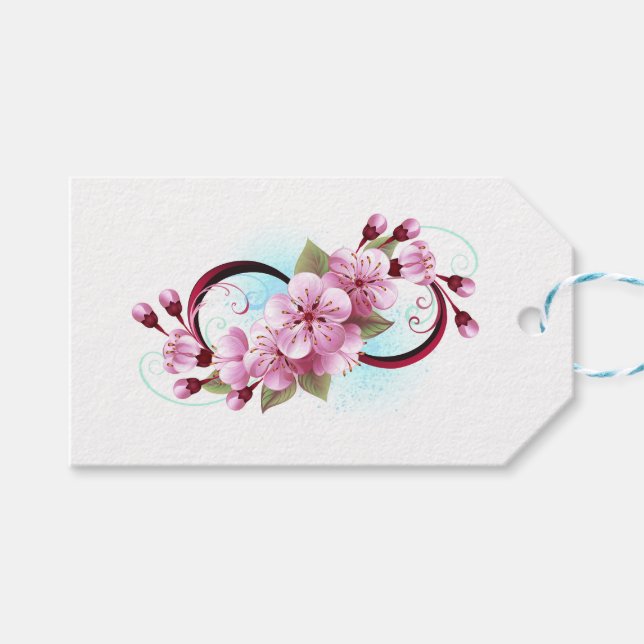Unendlichkeit mit Sakura Blossom-Blume Geschenkanhänger (Vorderseite (Horizontal))