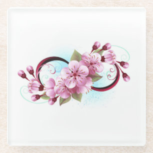 Unendlichkeit mit Sakura Blossom-Blume Glasuntersetzer