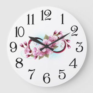 Unendlichkeit mit Sakura Blossom-Blume Große Wanduhr
