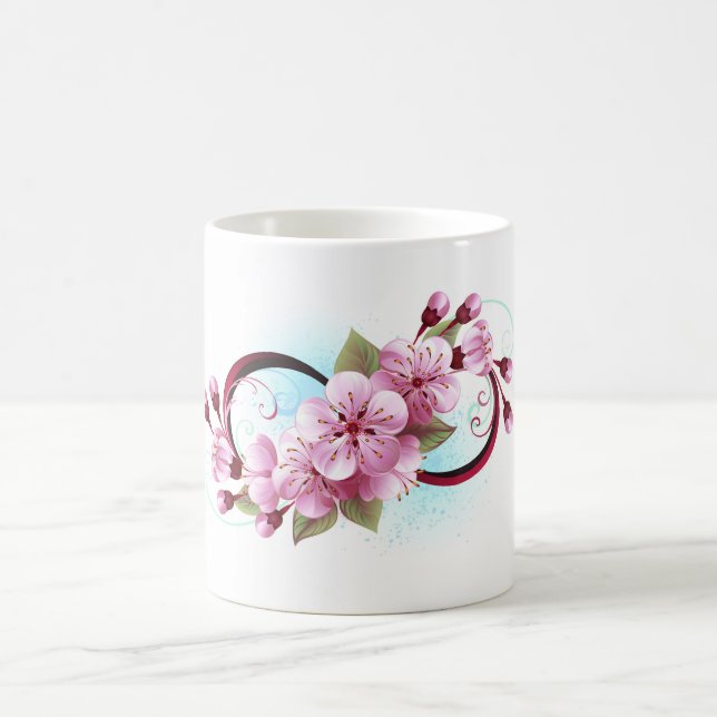 Unendlichkeit mit Sakura Blossom-Blume Kaffeetasse (Mittel)
