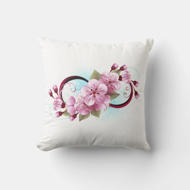 Unendlichkeit mit Sakura Blossom-Blume Kissen (Vorderseite)