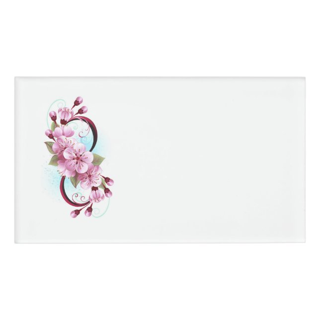Unendlichkeit mit Sakura Blossom-Blume Namenschild (Vorderseite)