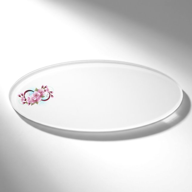 Unendlichkeit mit Sakura Blossom-Blume Namenschild (Vorderseite)