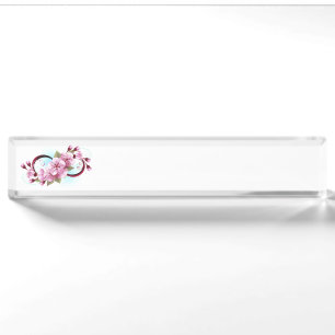 Unendlichkeit mit Sakura Blossom-Blume Namensplakette