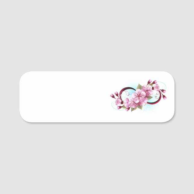 Unendlichkeit mit Sakura Blossom-Blume Namensschild (Vorderseite)