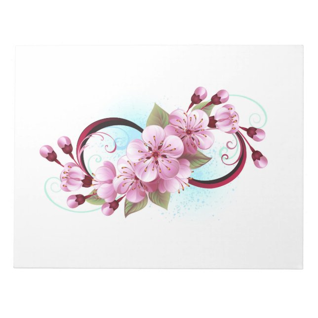 Unendlichkeit mit Sakura Blossom-Blume Notizblock (Vorderseite)