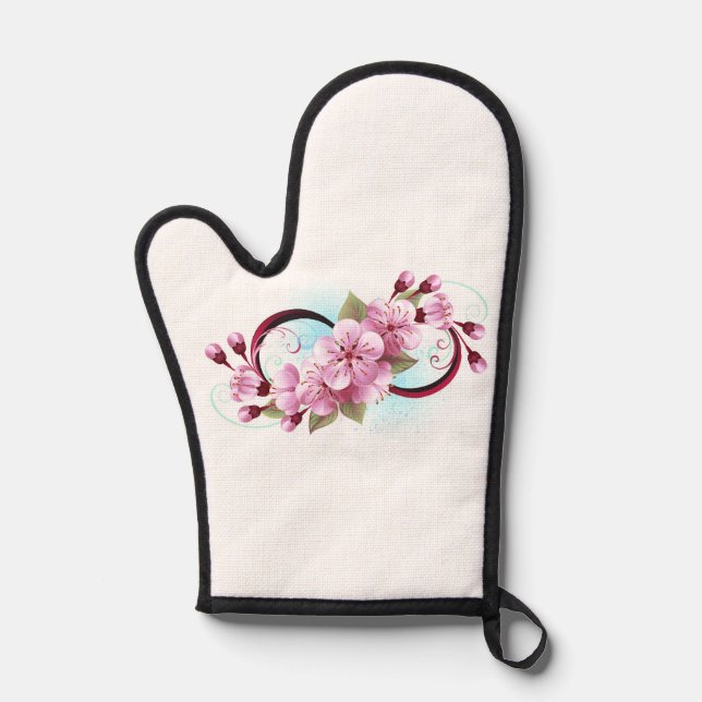 Unendlichkeit mit Sakura Blossom-Blume Ofenhandschuh (Vorderseite)