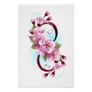 Unendlichkeit mit Sakura Blossom-Blume Poster