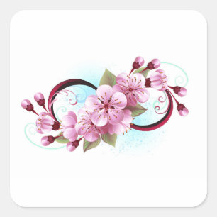 Unendlichkeit mit Sakura Blossom-Blume Quadratischer Aufkleber